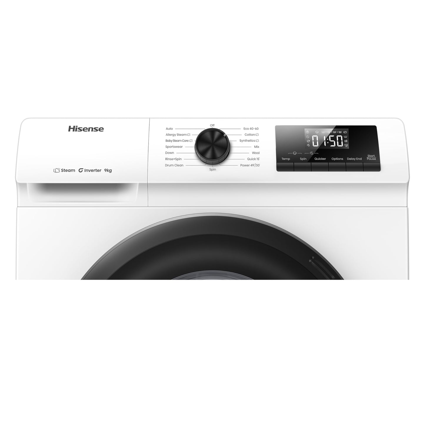 1Q Series WF1Q9041BW Freestanding 9 KG Front Load Washing Durable Inverter Machine, Steam Wash
