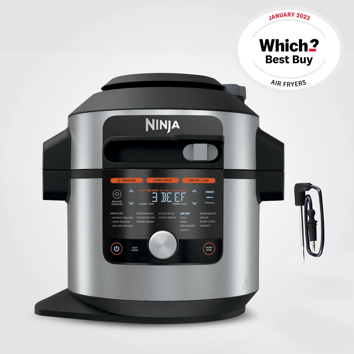 Foodi MAX 15-in-1 SmartLid Multi-Cooker 7.5L with Digital Probe, Electric Pressure Cooker & Air Fryer, Slow Cook