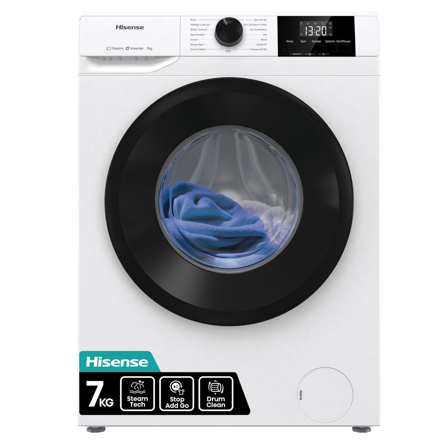 WF1G7021BW Freestanding 7 KG-Front Load Durable Inverter Washing Machine, Steam Wash-Quick Wash-15 Washing Programs