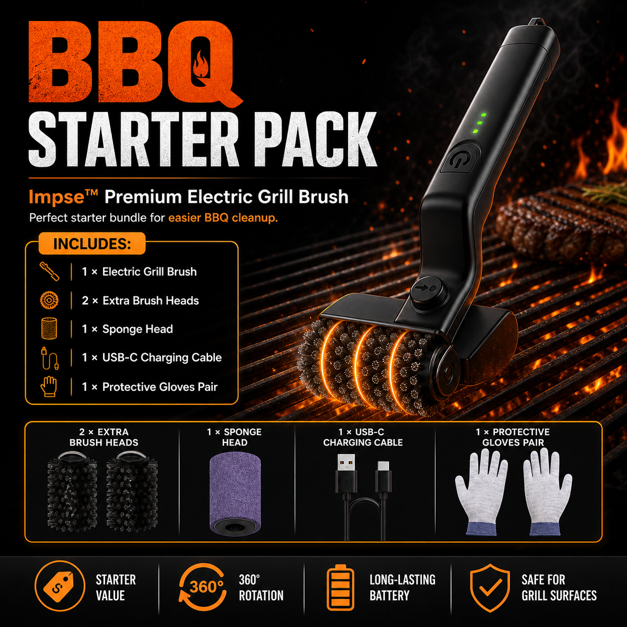 Impsse™ Premium Electric Grill Brush